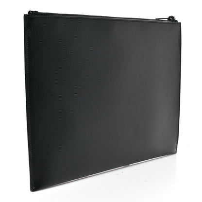 Saint Laurent Grain De Poudre Zipped Tablet Holder Black
