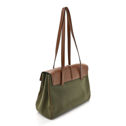 Celine Canvas Calfskin Medium Soft 16 Top Handle Bag Khaki Tan
