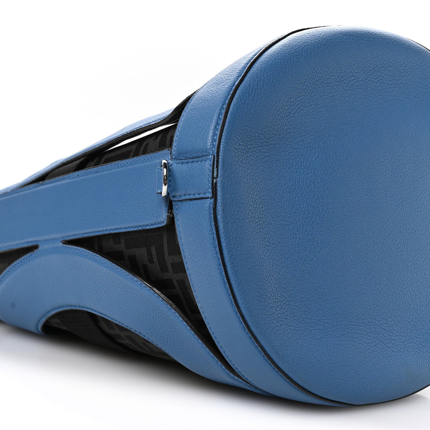 Fendi Jacquard Vitello Logo Bucket Bag Blue