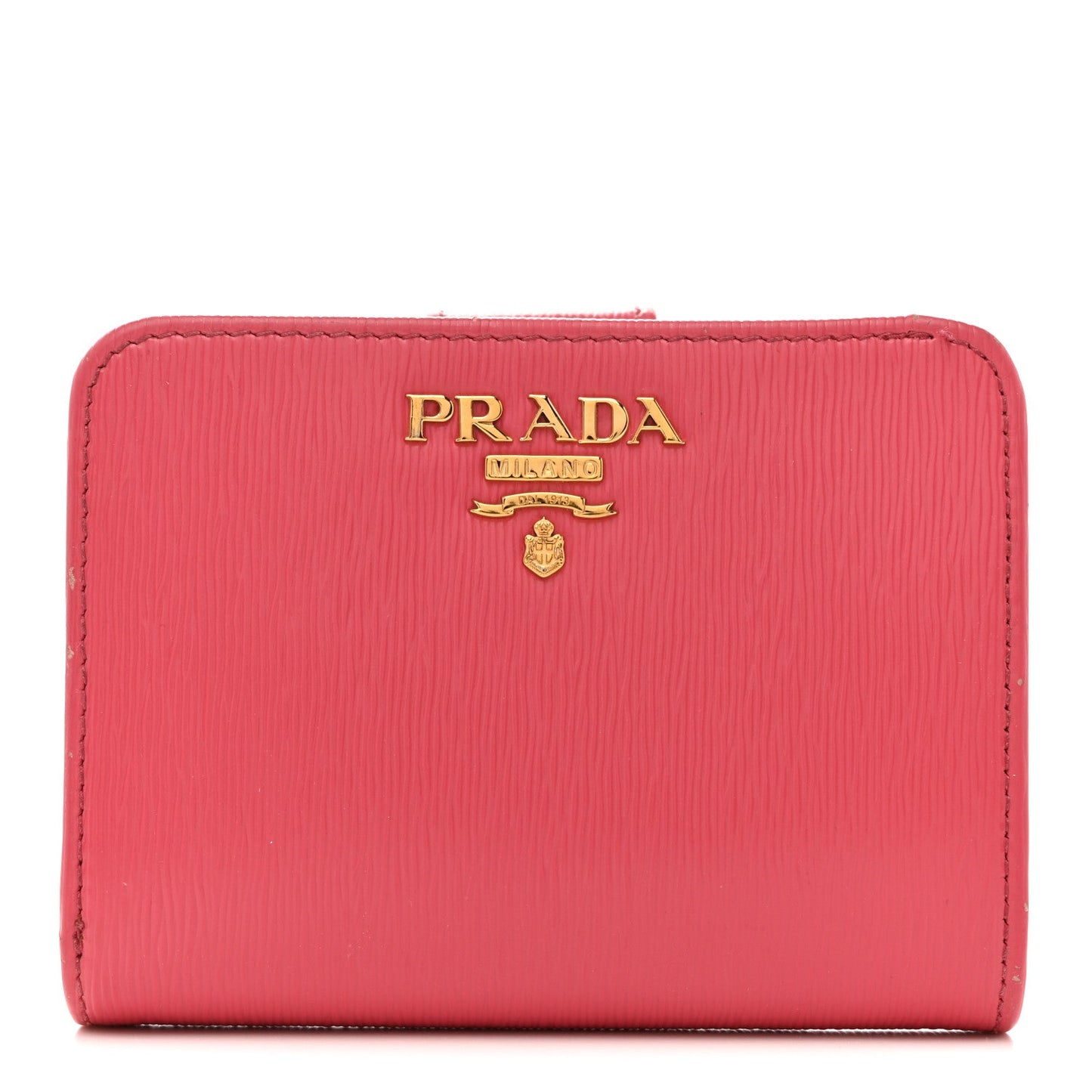 Prada Vitello Move Metal Compact Wallet Peonia