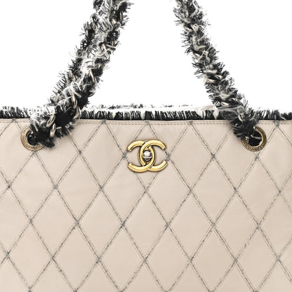 Chanel Tweed Calfskin Tweedy Shopping Tote Beige