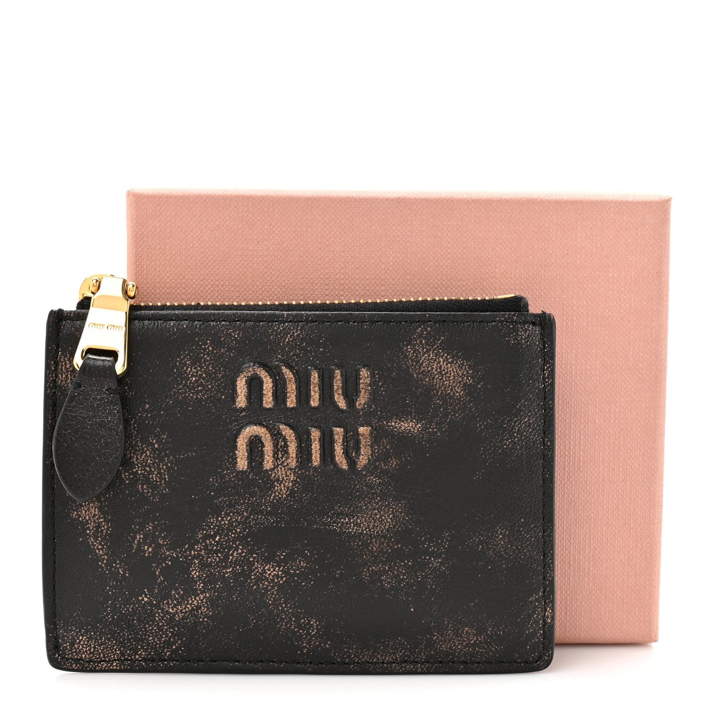 Miu Miu Nappa Old Zip Card Case Cafe