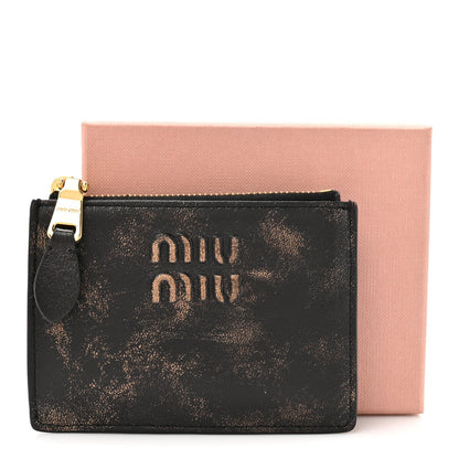 Miu Miu Nappa Old Zip Card Case Cafe