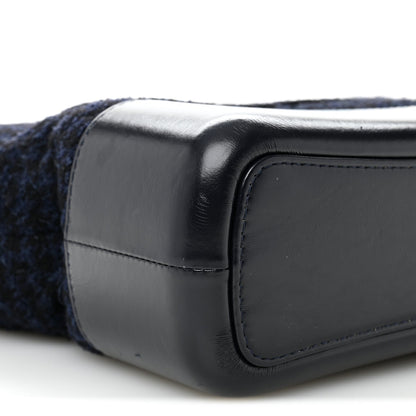Chanel Tweed Calfskin Quilted Medium Gabrielle Hobo Black Blue