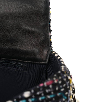 Chanel Tweed Small Messenger Flap Navy