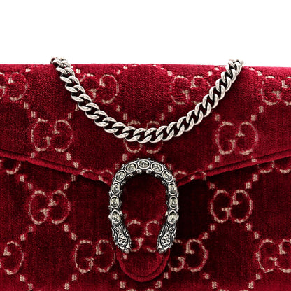 Gucci Velvet GG Monogram Mini Dionysus Chain Wallet Red Cipria