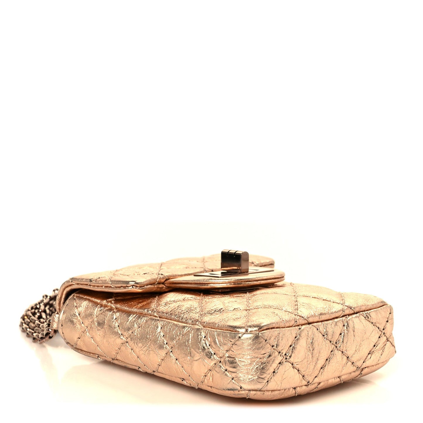 Chanel Metallic Aged Calfskin Quilted 2.55 Reissue Phone Case Rose Gold