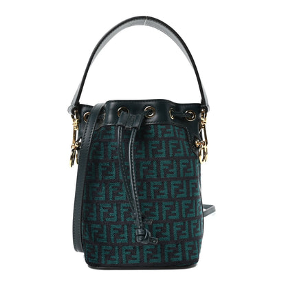 Fendi Chenille Vitello F is Fendi Micro FF Mini Mon Tresor Bucket Bag Verde Inglese