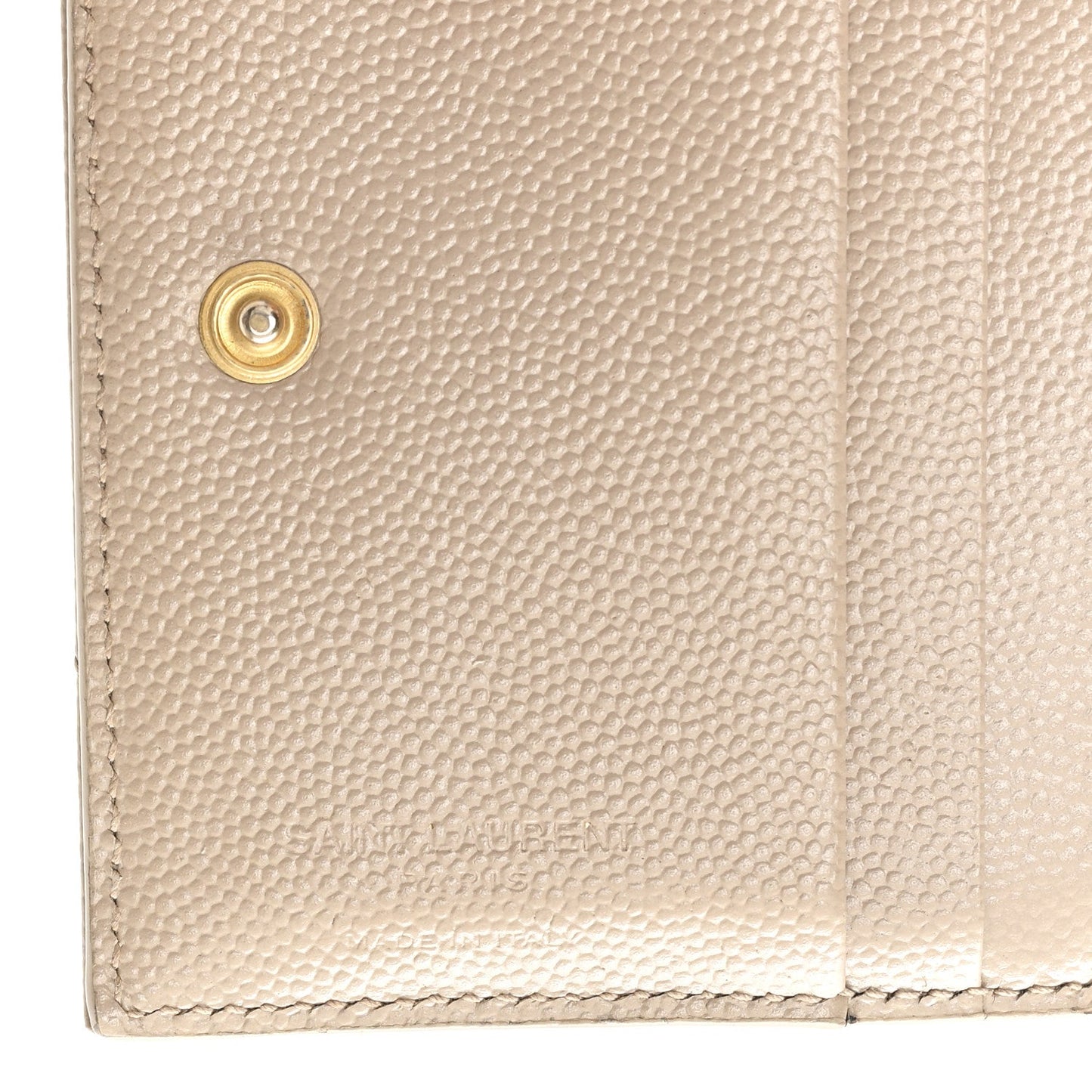 Saint Laurent Grain De Poudre Matelasse Chevron Monogram Zipped Card Case Dark Beige