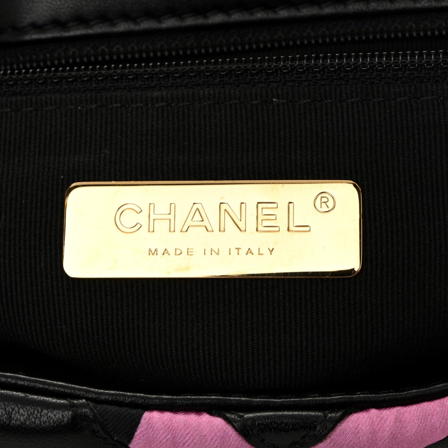 Chanel Lambskin Printed Fabric Medium Chanel 19 Flap Black Multicolor