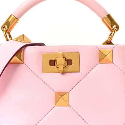 Valentino Garavani Nappa Mini Roman Stud The Handle Bag Pink Borealis