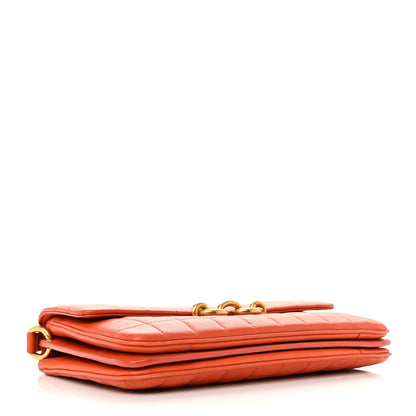 Saint Laurent Lambskin Carre Quilted Le Maillon Satchel Orange