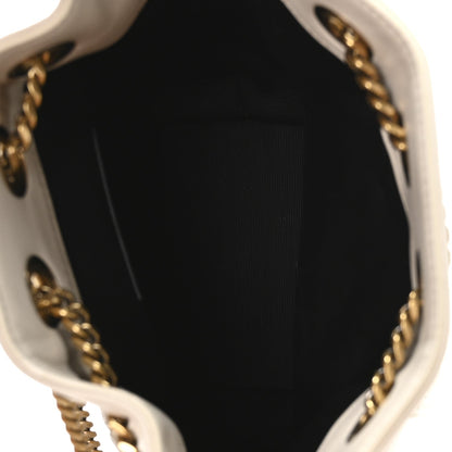 Saint Laurent Lambskin Matelasse Monogram Joe Nano Bucket Bag Crema Soft