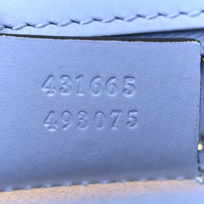 Gucci Calfskin Embroidered Medium Sylvie Top Handle Bag Clear Sky Blue