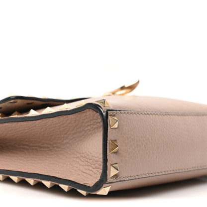 Valentino Garavani Pebbled Calfskin Medium Rockstud Flip Lock Crossbody Bag Skin Sorbet