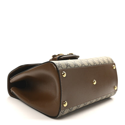 Gucci GG Supreme Monogram Calfskin Medium Horsebit 1955 Top Handle Bag Beige Ebony Brown Sugar