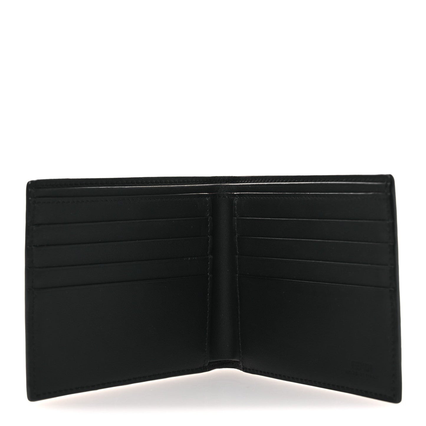 Fendi Calfskin Metal Monster Eyes Bi-fold Wallet Black
