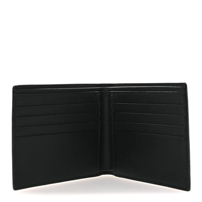 Fendi Calfskin Metal Monster Eyes Bi-fold Wallet Black