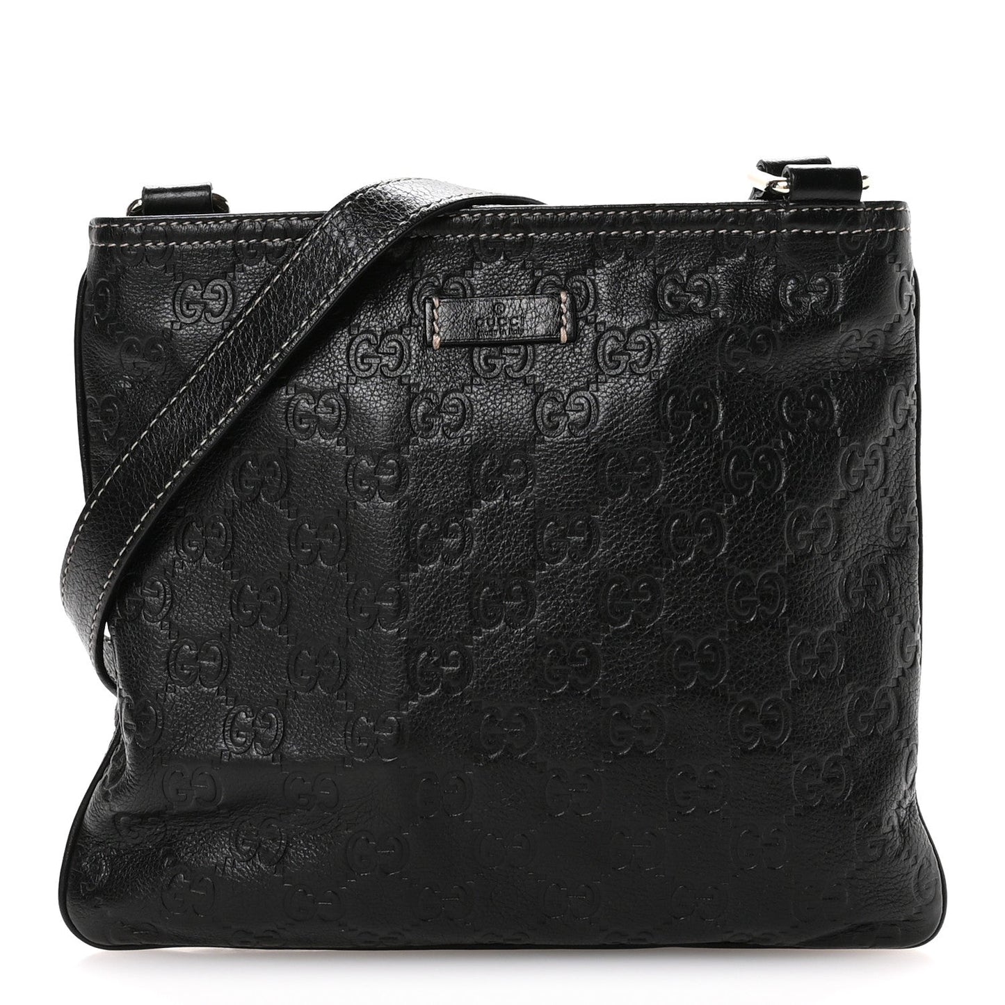 Gucci Guccissima Small Flat Messenger Bag Black