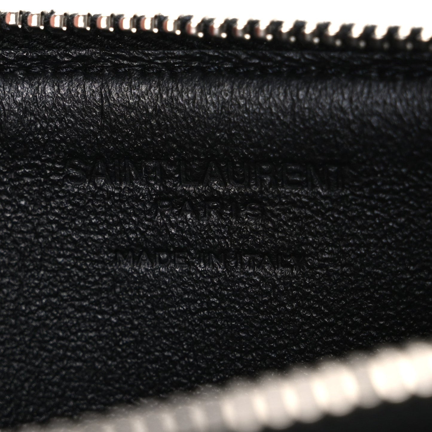 Saint Laurent Grained Calfskin Zip Pouch Tech Card Holder Black
