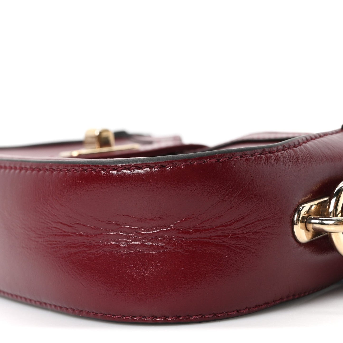 Gucci Calfskin Mini Moon Side Shoulder Bag Rosso Ancora