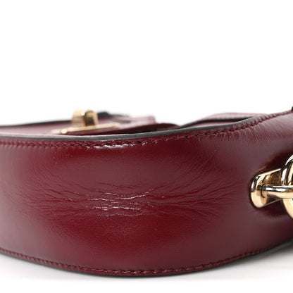 Gucci Calfskin Mini Moon Side Shoulder Bag Rosso Ancora