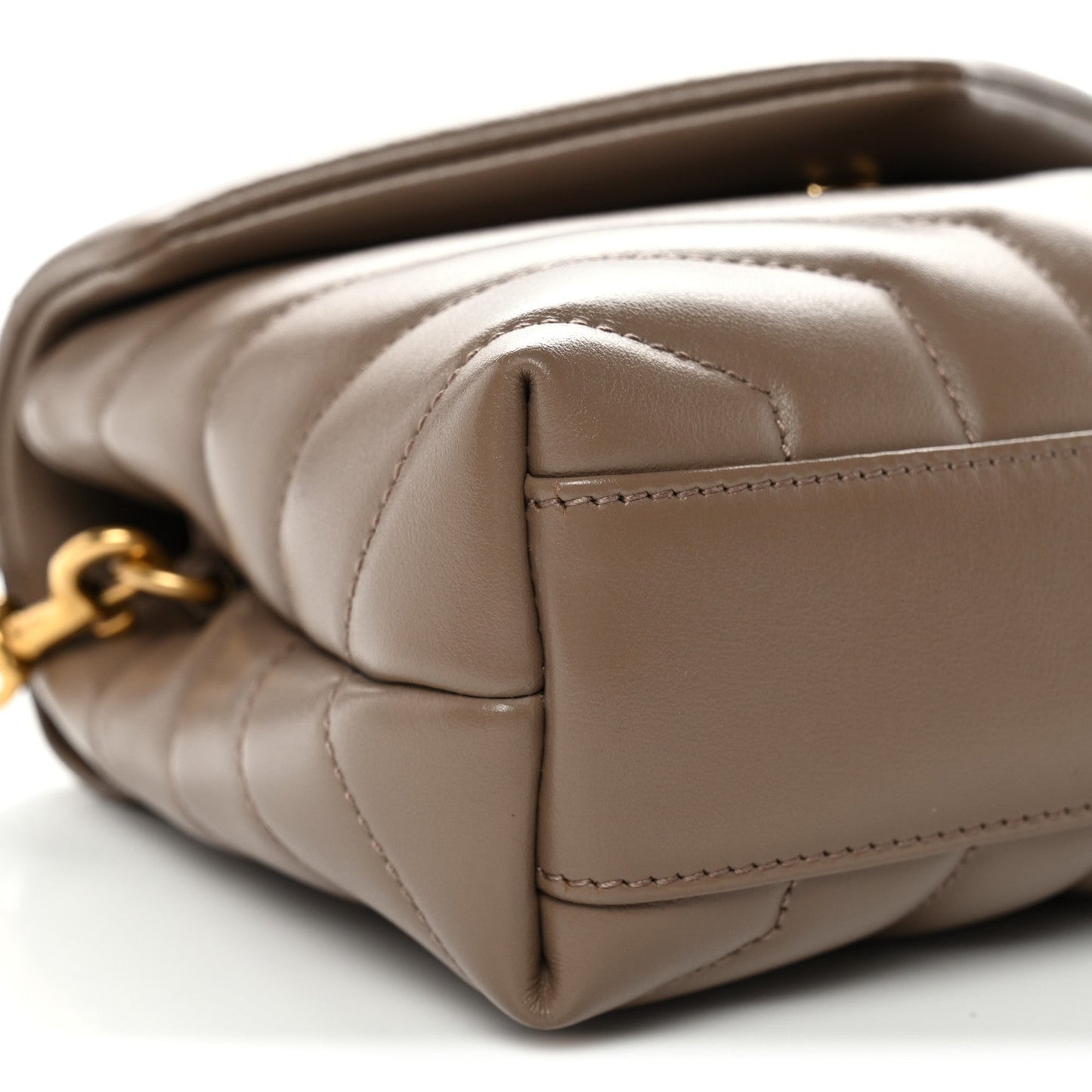 Saint Laurent Calfskin Y Quilted Monogram Toy Loulou Crossbody Bag Taupe
