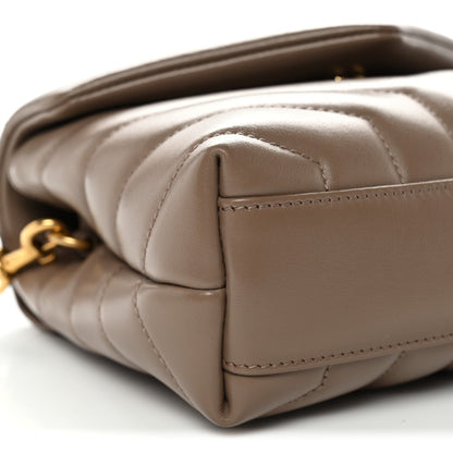 Saint Laurent Calfskin Y Quilted Monogram Toy Loulou Crossbody Bag Taupe