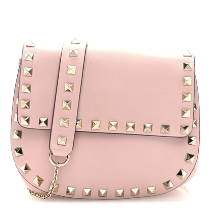 Valentino Garavani Vitello Rockstud Crossbody Saddle Bag Water Rose