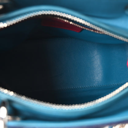 Christian Dior Lambskin Cannage Medium Tri-Color Lady Dior Sapphire Fuchsia Turquoise
