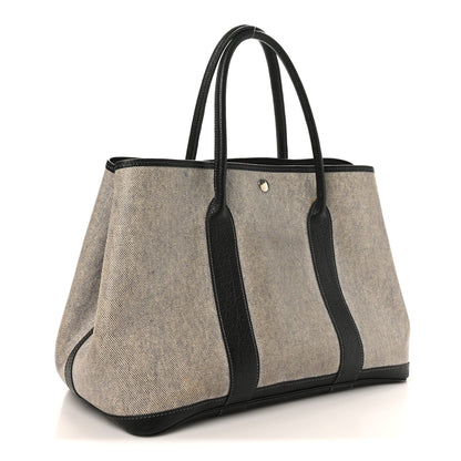 Hermes Buffle Skipper Toile Garden Party 36 MM Tote Black