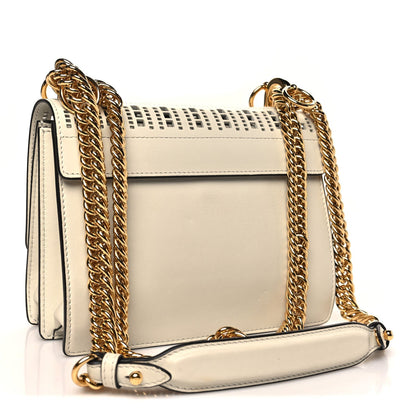 Fendi Vitello Grace Openwork Small Kan I Shoulder Bag White Ice