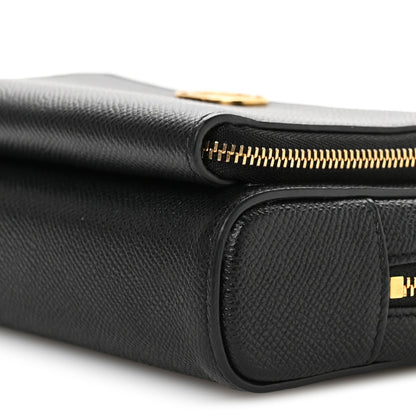Christian Dior Grained Calfskin Caro Double Pouch Black