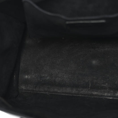 Saint Laurent Calfskin Crocodile Embossed Small Monogram Cabas Black
