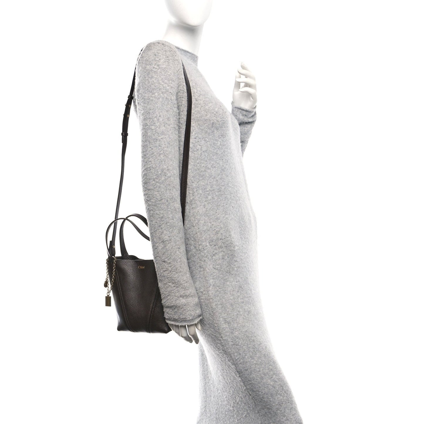 Chloe Grained Calfskin Small Spin Tote Kohl Brown