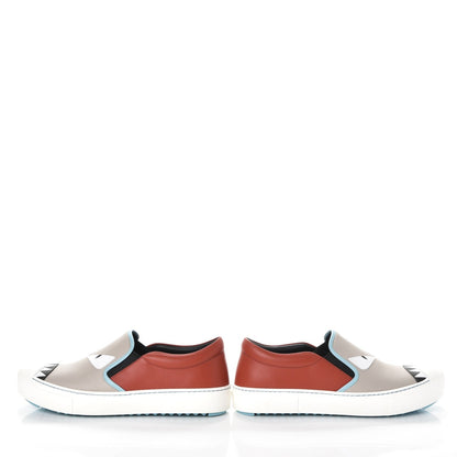 Fendi Vitello Elite Calfskin Monster Bug Slip On Sneakers 39 Multi