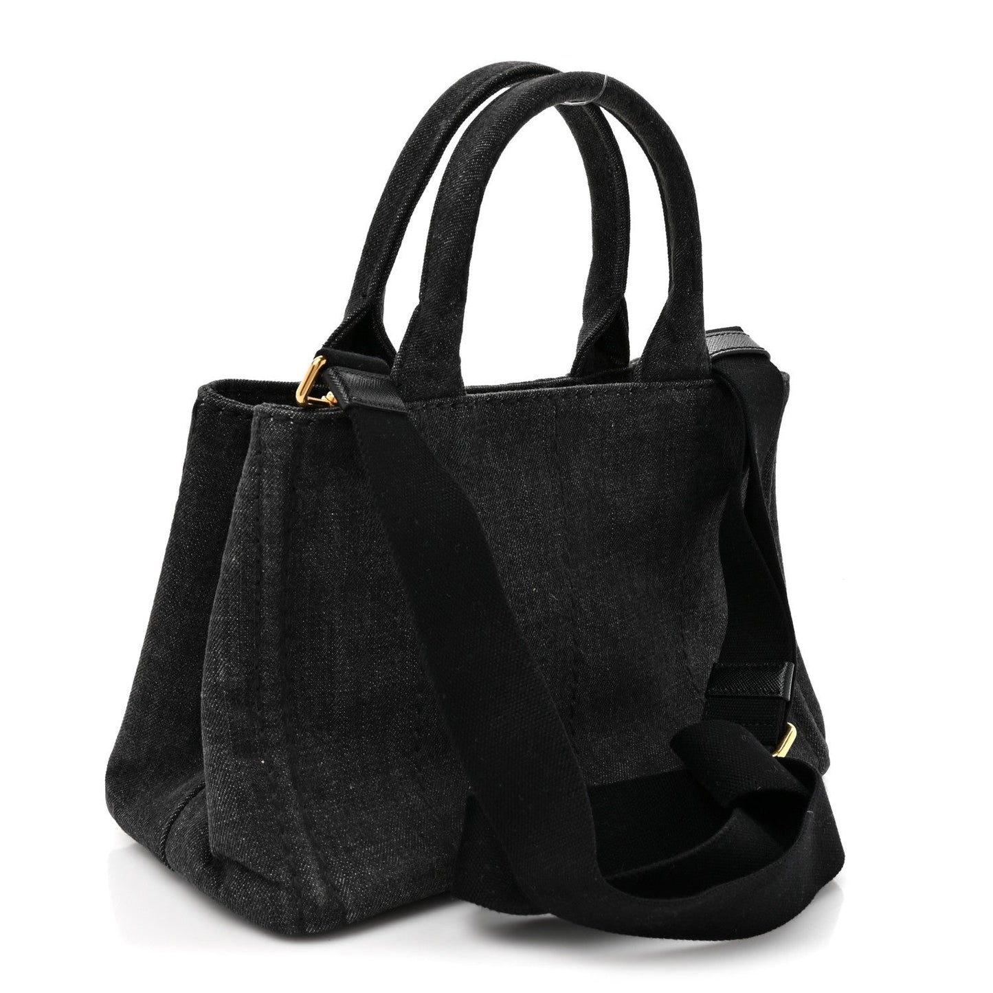 Prada Denim Small Logo Tote Black