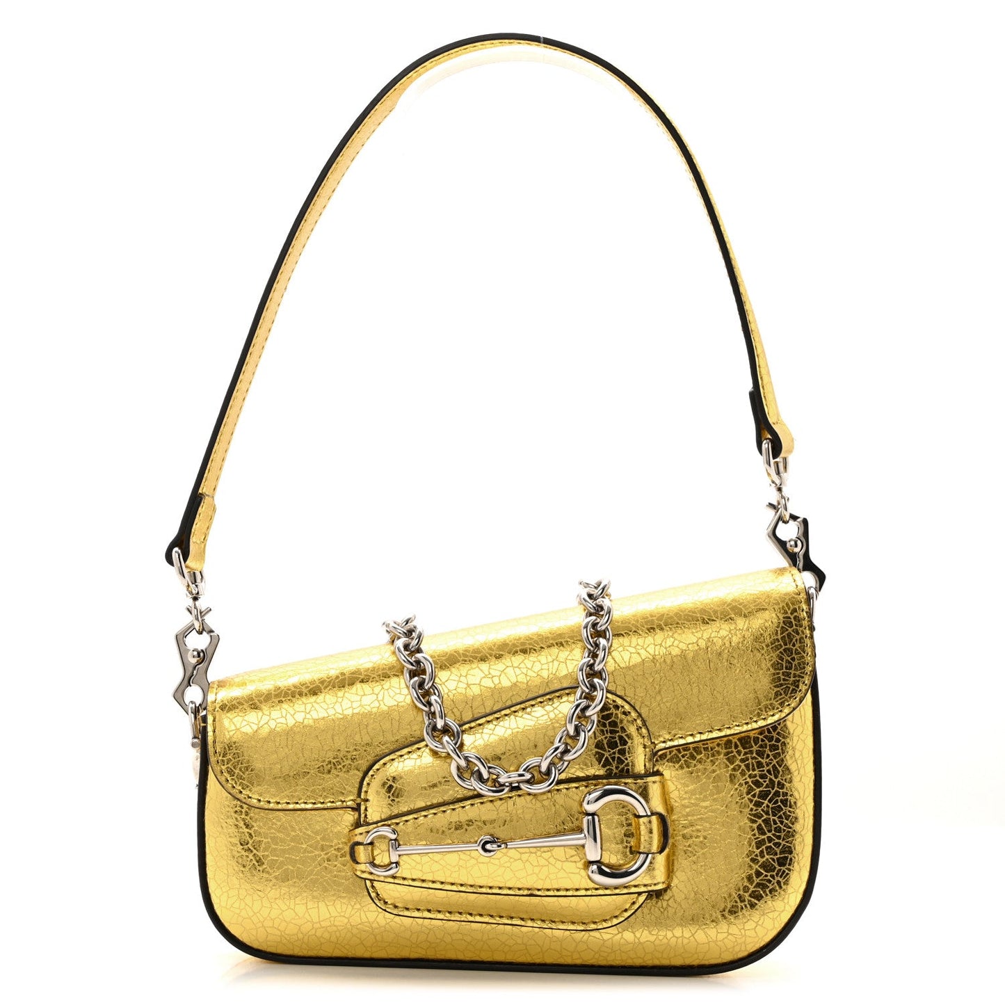 Gucci Metallic Demetra Mini Horsebit 1955 Asymmetric Shoulder Bag Gold