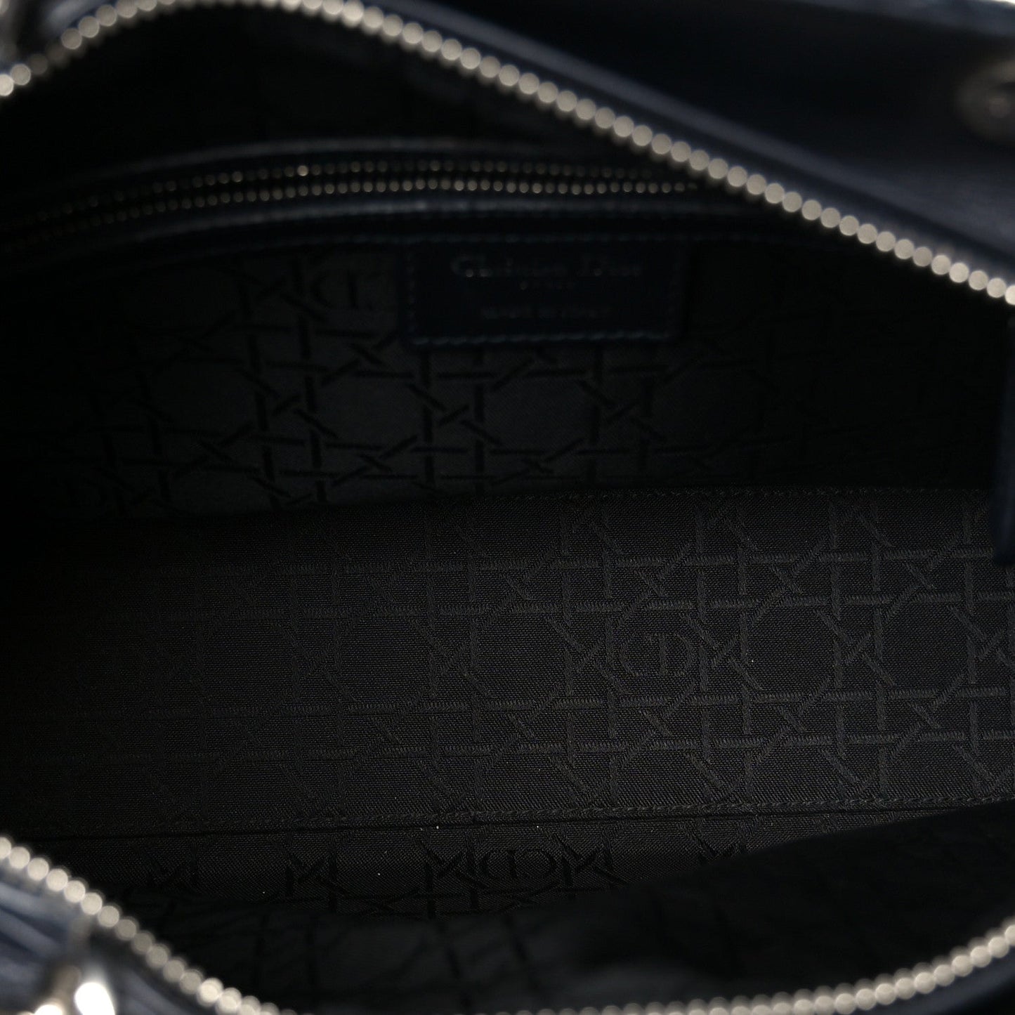 Christian Dior Lambskin Cannage Large Lady Dior Navy Blue