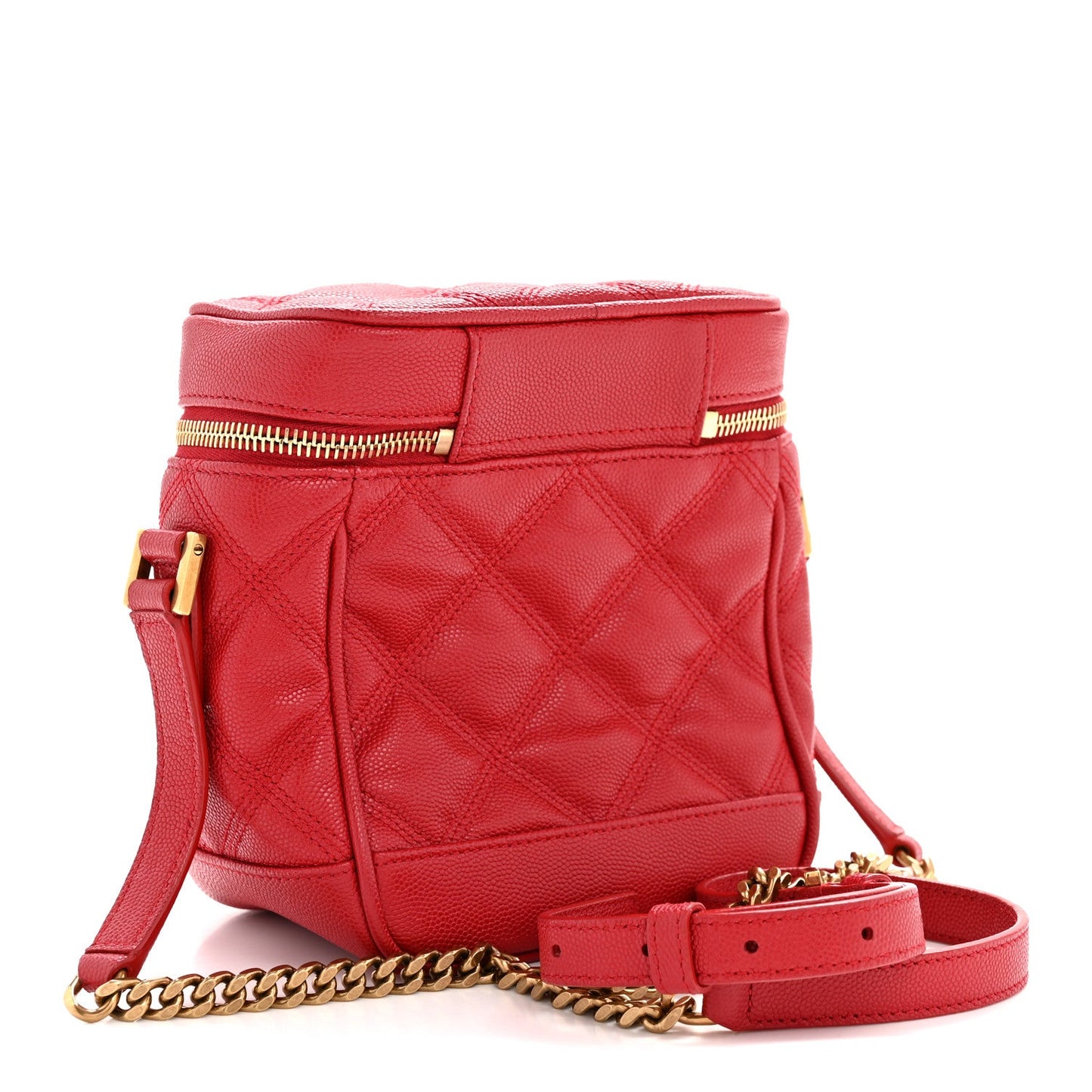 Saint Laurent Grain de Poudre Quilted 80's Vanity Bag Rouge Eros