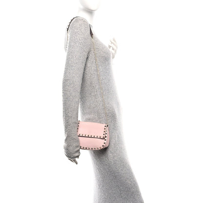 Valentino Garavani Vitello Rockstud Crossbody Saddle Bag Water Rose