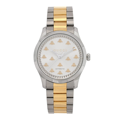 Gucci Stainless Steel 38mm G-Timeless Two Tone Bee Automatic Watch Silver