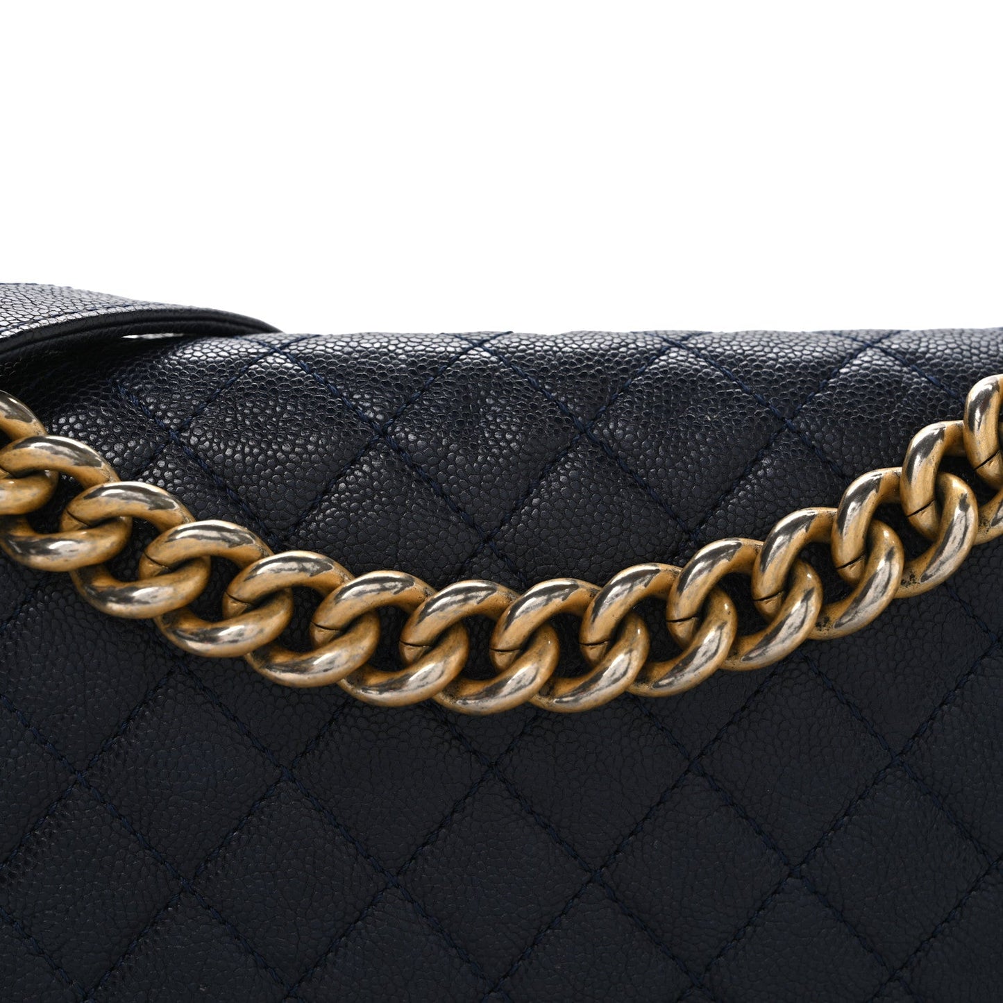 Chanel Metallic Caviar Quilted Medium Boy Flap Navy