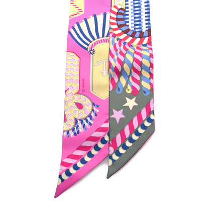 Hermes Silk Epaulettes De Gala Twilly Vert Amande Rose