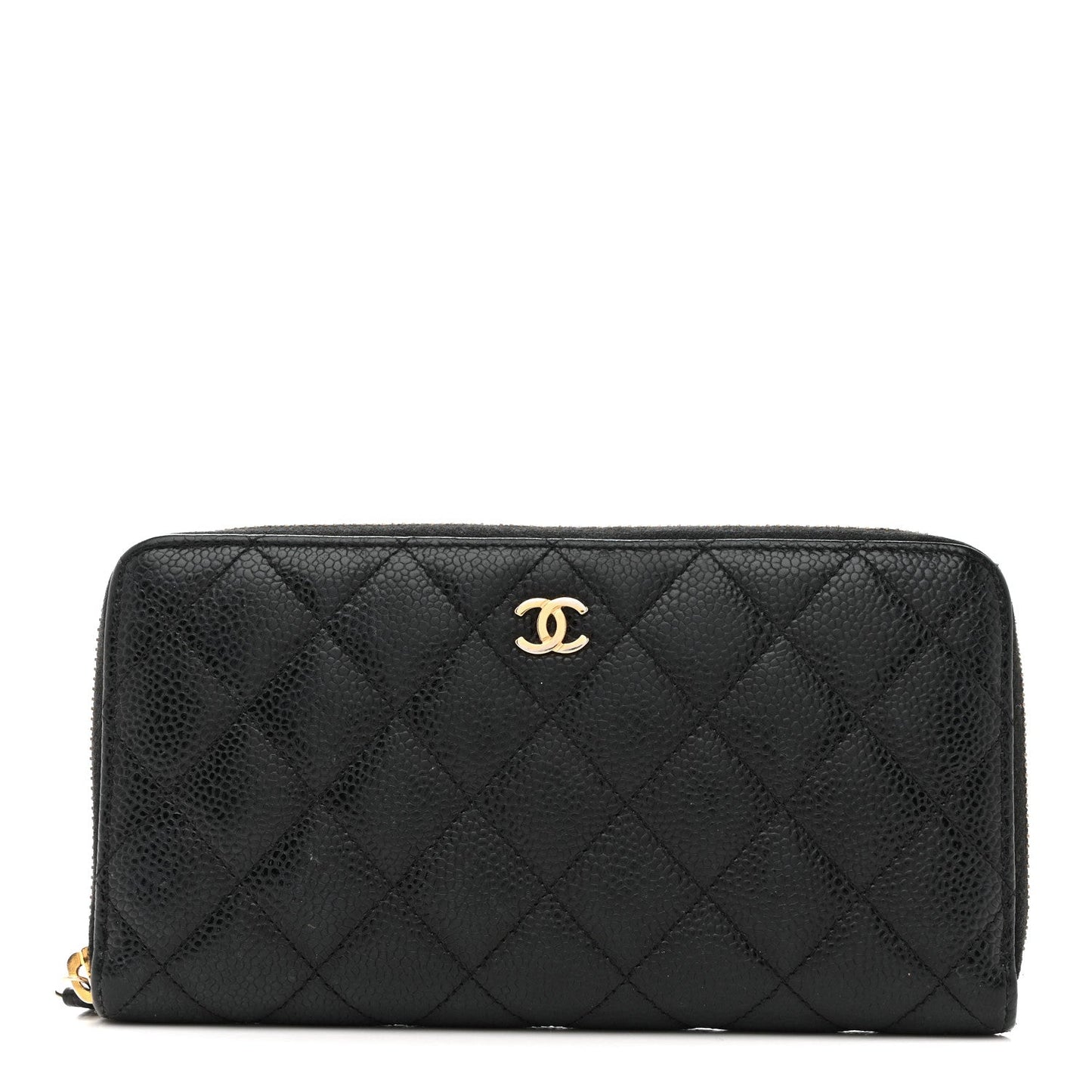 Chanel Caviar Quilted Large Gusset Zip Around Wallet Navy