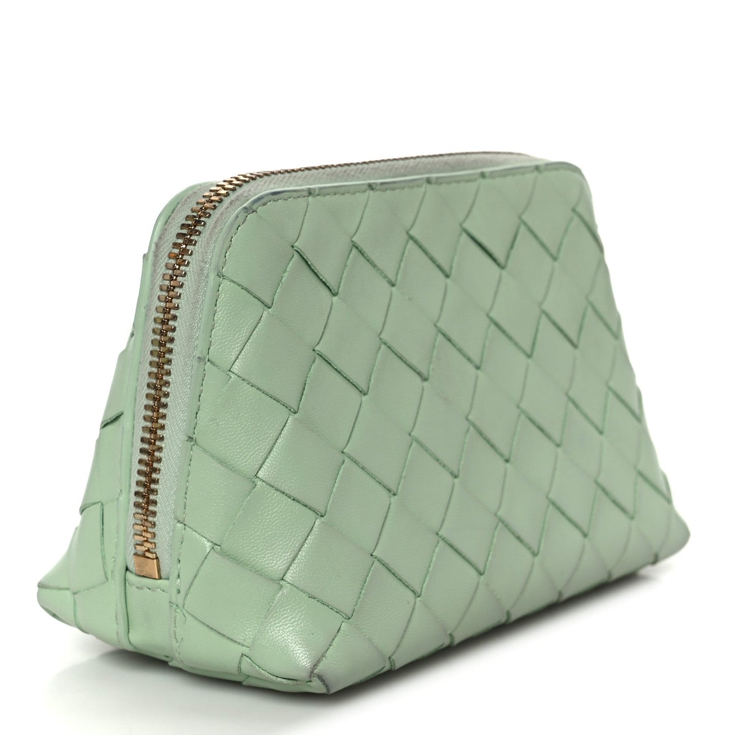 Bottega Veneta Nappa Intrecciato Small Beauty Pouch Fresh Mint