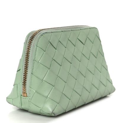 Bottega Veneta Nappa Intrecciato Small Beauty Pouch Fresh Mint