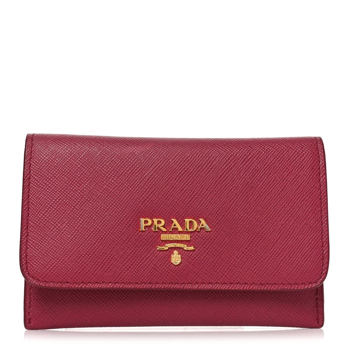 Prada Saffiano Metal Flap Card Holder Ibisco