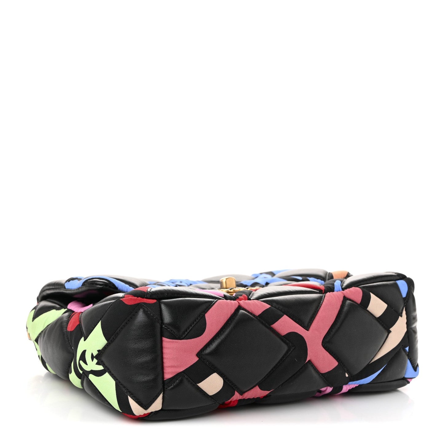 Chanel Lambskin Printed Fabric Medium Chanel 19 Flap Black Multicolor