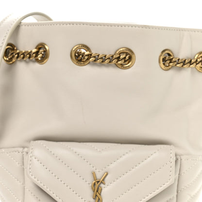 Saint Laurent Lambskin Matelasse Monogram Joe Nano Bucket Bag Crema Soft